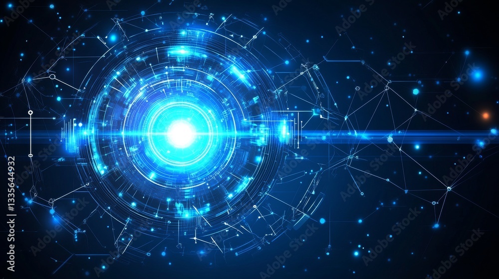 Obraz premium Abstract Technology Design with Glowing Blue Lines