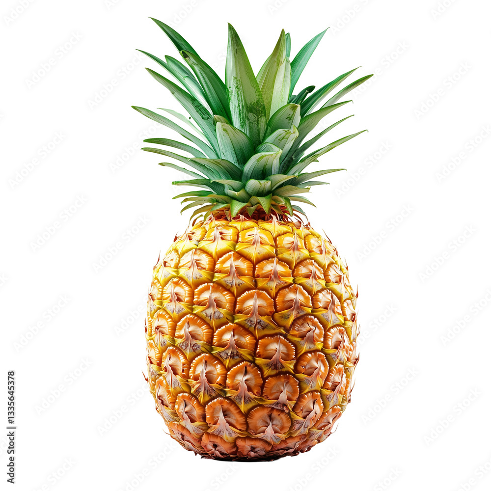 Fototapeta premium Delicious tropical pineapple fruit fresh produce isolated on transparent background png