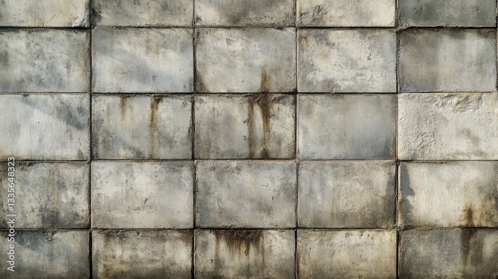 Fototapeta premium A textured image depicting a weathered concrete block wall pattern