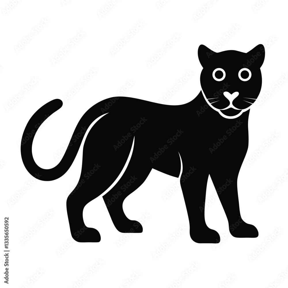 Minimalistic Jungle Cat Silhouette Icon for Artwork Minimalistic Jungle Cat Silhouette Icon for Artwork