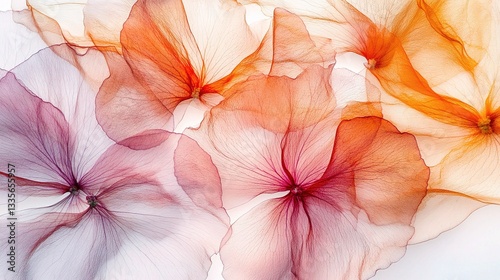 Delicate Transparent Fresh Flower Petals in Artistic Arrangement