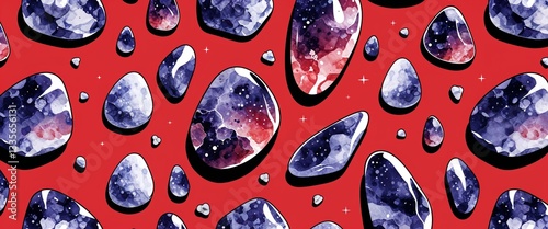 moonstone pattern on red plain background digital abstract art work illustration design