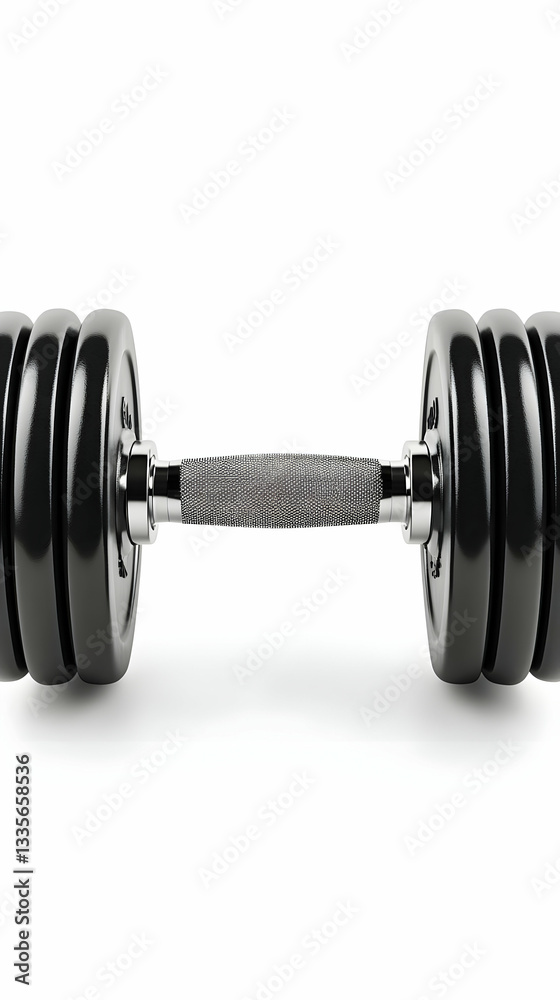 Fototapeta premium Black dumbbell, weightlifting, fitness, studio