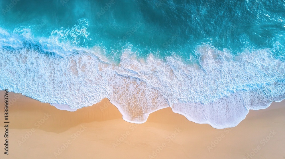 Obraz premium Breathtaking Aerial View of Pristine Beach and Turquoise Ocean Waves