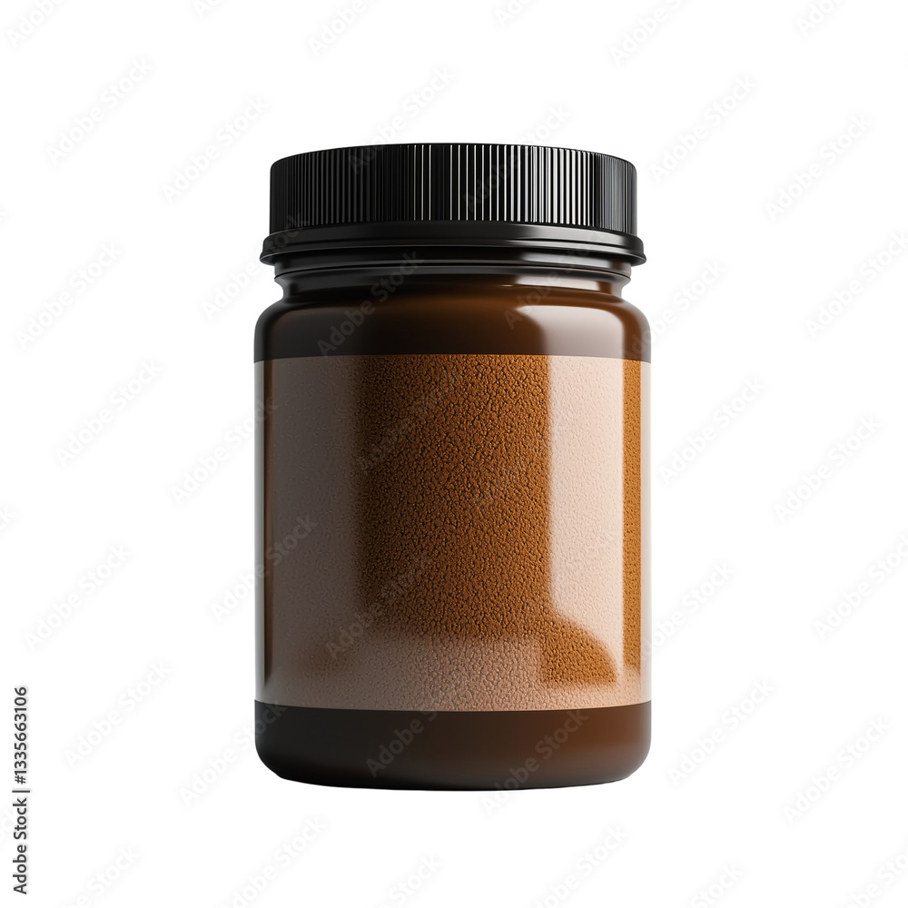 Brown supplement jar with label product container isolated on transparent background png Brown supplement jar with label product container isolated on transparent background png