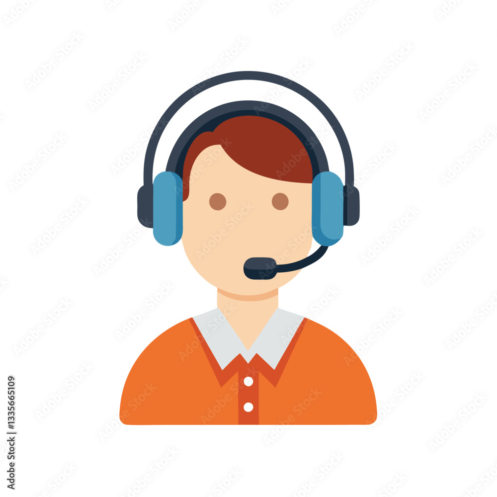 Call center operator with headset providing customer service support Call center operator with headset providing customer service support