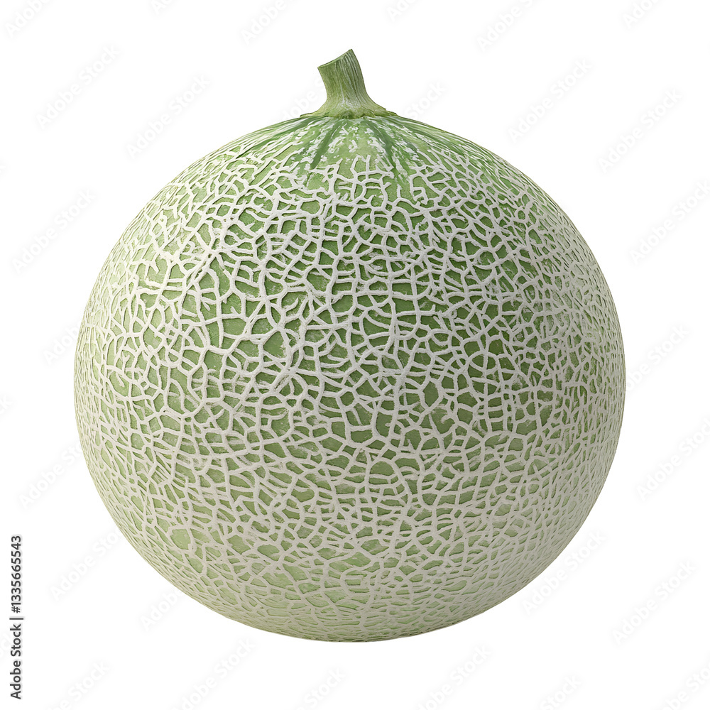 A photorealistic image of an elegant melon, its delicate green skin adorned transparent background png A photorealistic image of an elegant melon, its delicate green skin adorned transparent background png