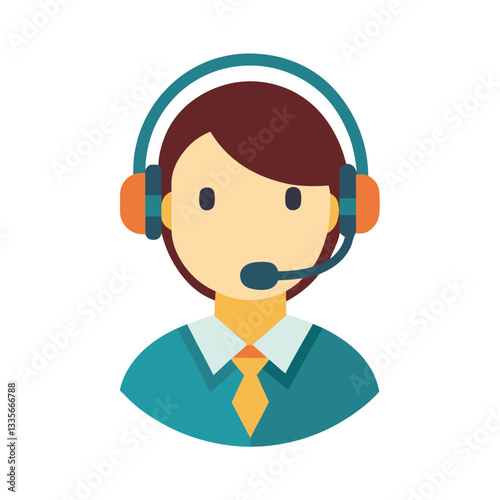 Call center operator in office with headset providing customer service support