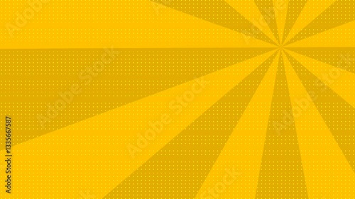 Loop animation of rotating orange concentration lines on halftone effect background. Retro pop art animation background. Comic style video background.