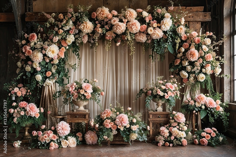 Fototapeta premium Stunning Vintage Floral Background Decor for Event Styling