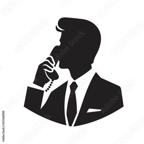 vector illustration of a silhouette of a businessman with phone