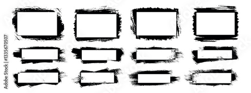 Frame with white paint brushstroke, scratches. Ink, dirt or paint trace, graphic vector backdrop, grungy texture with rough edges, paint splatters, spray or smears. Grunge background.