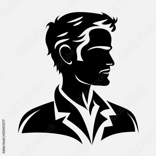 Black man silhouette profile on white background, stylish and professional design