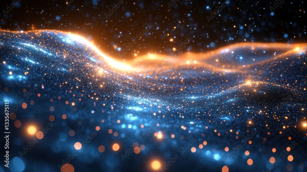 Fototapeta premium Abstract Glimmering Celestial Landscape: A Digital Art Masterpiece