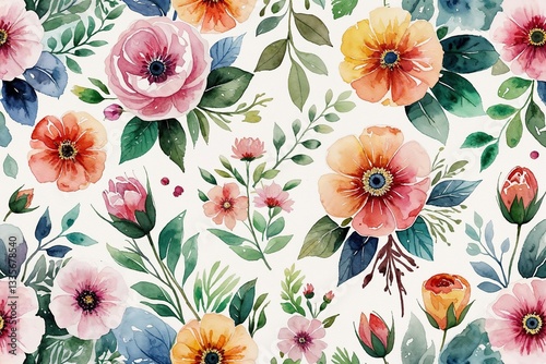 Wallpaper Mural Warm Watercolor Floral Textures for Nature Inspired Design Projects Torontodigital.ca