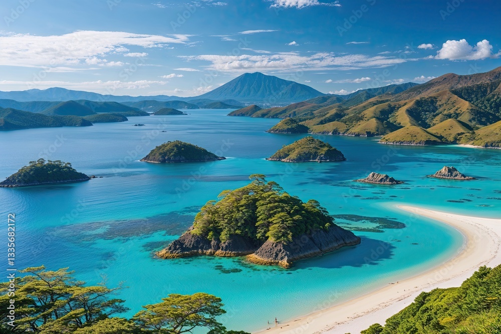 Obraz premium Stunning View of Japan's Remote Islands with Turquoise Waters and Sandy Beaches
