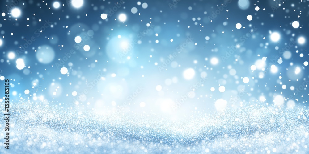 Fototapeta premium Sparkling light bokeh and glitter on a light blue background