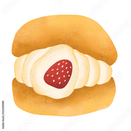 Cream puff watercolor hand drawn illustration