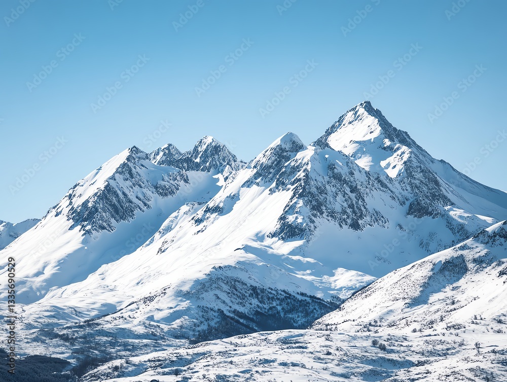 Snowcapped mountains under a clear blue sky Snowcapped mountains under a clear blue sky