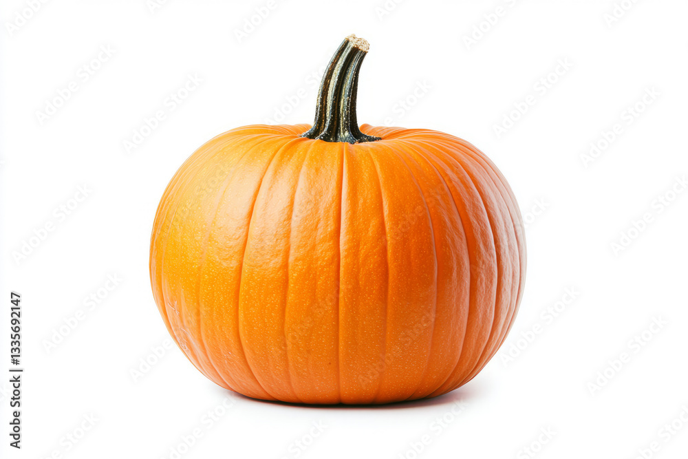 Fresh Orange Pumpkin Isolated on White Background for Autumn and Halloween Themes Fresh Orange Pumpkin Isolated on White Background for Autumn and Halloween Themes