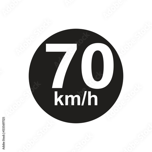 Speed limit 70 kmh Sticker vector illustration