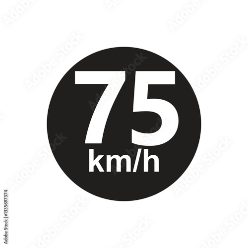 Speed limit 75 kmh Sticker vector illustration