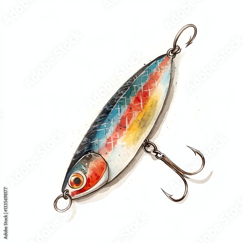 A colorful fishing lure designed to attract fish in various water bodies. Ideal for fishing enthusiasts.