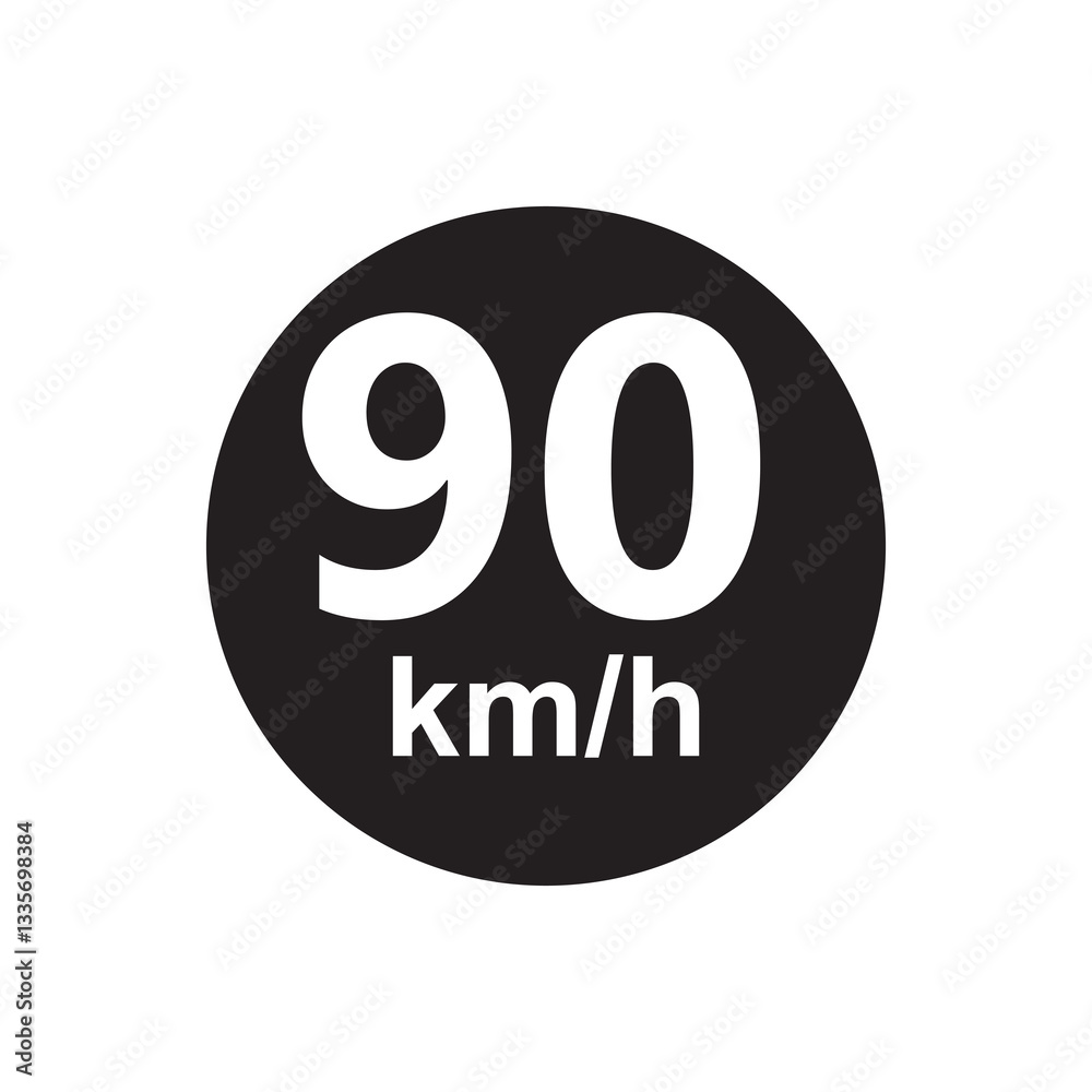 Speed limit 90 kmh Sticker vector illustration Speed limit 90 kmh Sticker vector illustration
