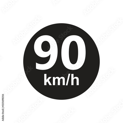 Speed limit 90 kmh Sticker vector illustration