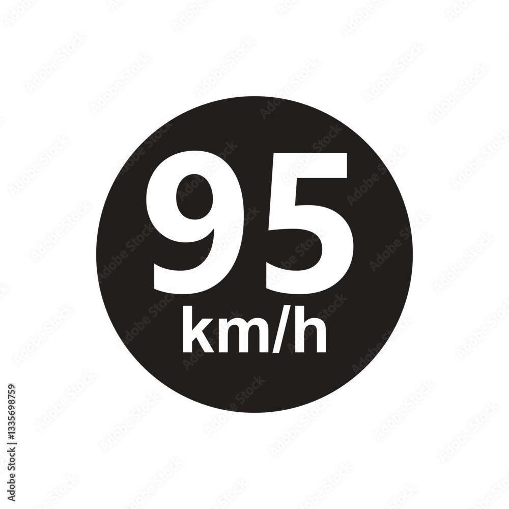 Speed limit 95 kmh Sticker vector illustration Speed limit 95 kmh Sticker vector illustration