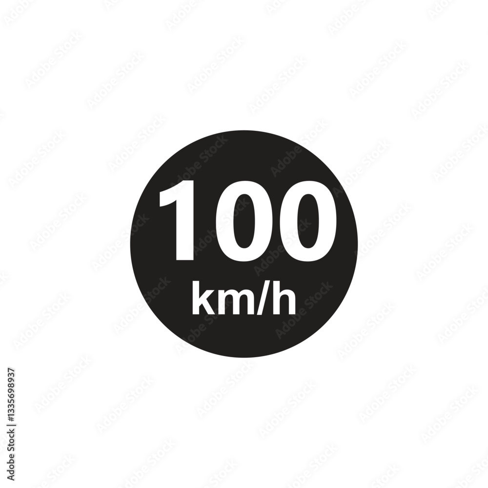 Speed limit 100 kmh Sticker vector illustration Speed limit 100 kmh Sticker vector illustration