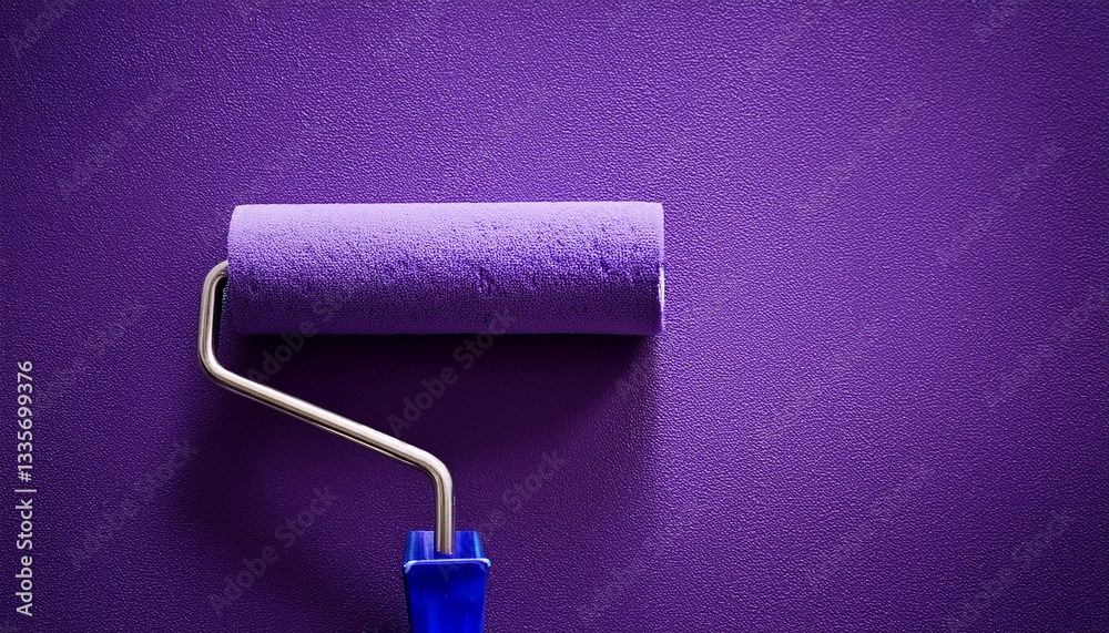 Obraz premium purple paint roller on textured purple wall