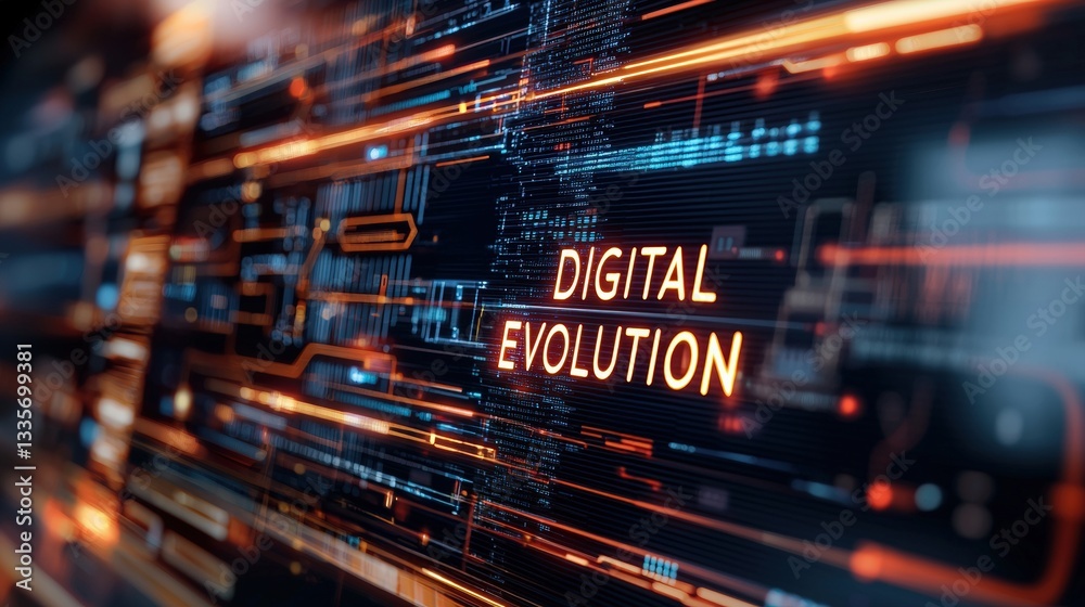 Digital graphics illustrating technological advancement concept. Digital graphics illustrating technological advancement concept.