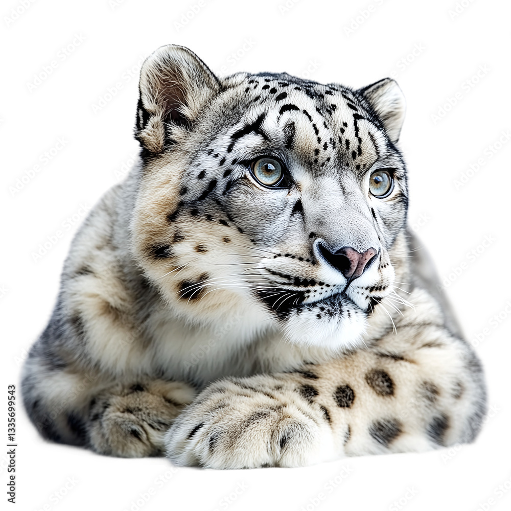 Obraz premium Snow leopard isolated on transparent background
