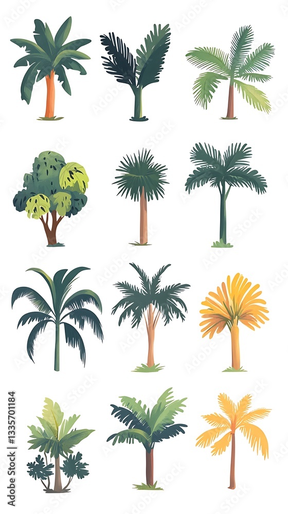 Obraz premium Tropical trees illustrations, design elements