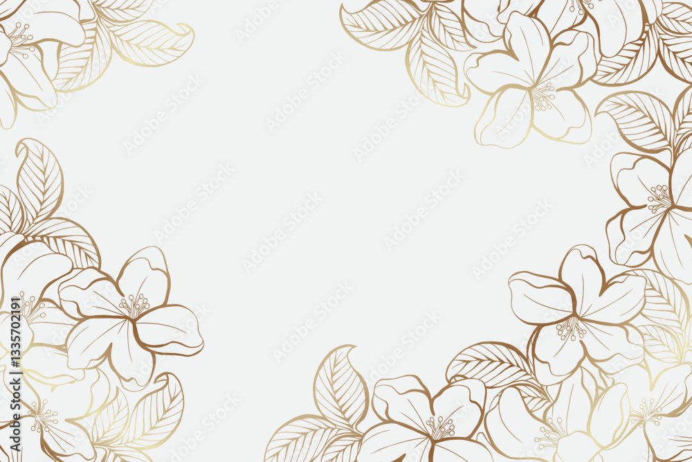 Fototapeta premium Jasmine floral luxury background with bronze metallic colors