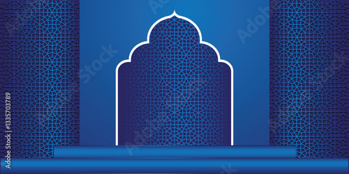 Luxury blue vector Islamic background