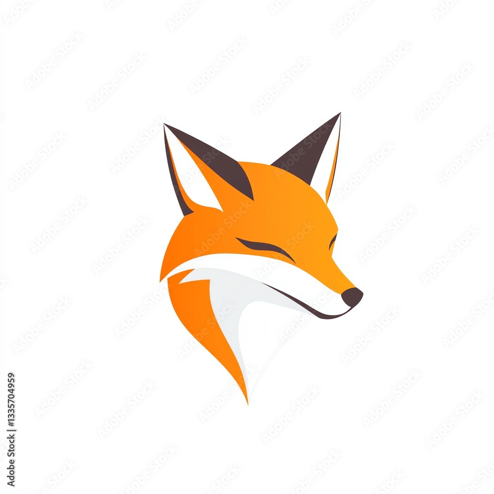 Fototapeta premium Elegant Fox Head Design Simple Shapes, Flat Vector Illustration, Minimalist Style, Orange and Brown Hues