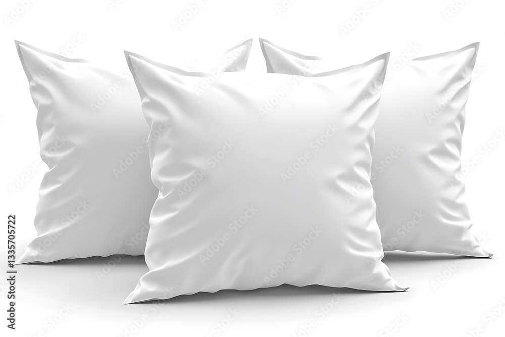 Naklejka premium Three white pillows, studio shot