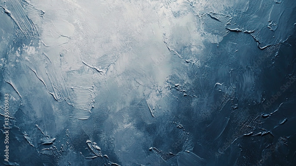 Obraz premium Textured Blue Abstraction: A close-up of a textured painting evokes a sense of tranquility and the depths of the sea, offering a sensory experience through the play of light and shadow.