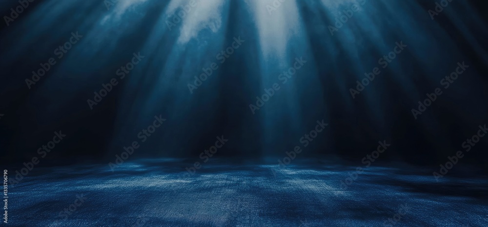 Obraz premium A beam of light shines into the dark stage background