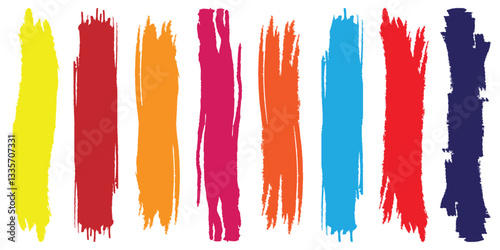 Set of colorful brush strokes, lines, Brush stain or permanent marker pen stroke set. Select the brush lines. Marker color stroke, Vector- eps 10