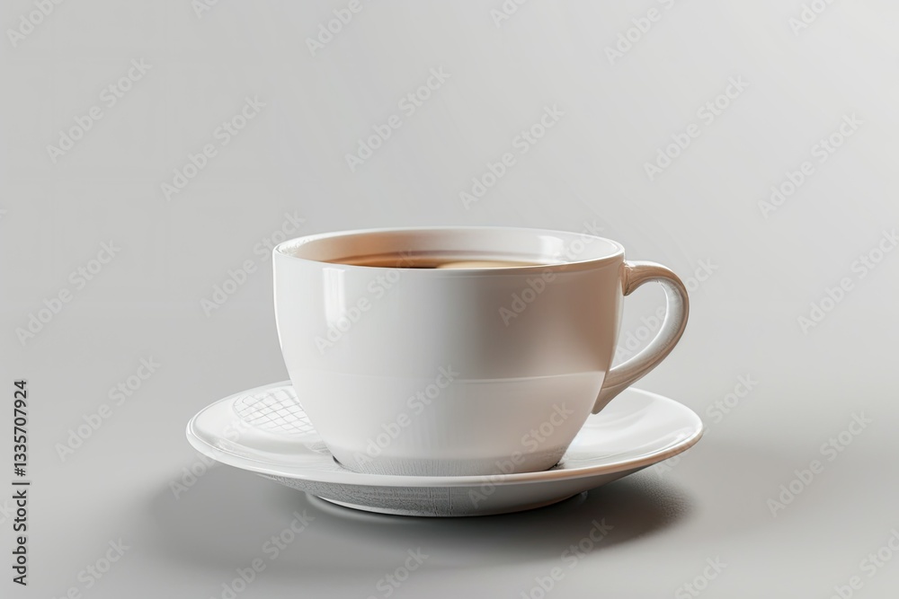 High Detail Visual of White Cup with Coffee Isolated High Detail Visual of White Cup with Coffee Isolated