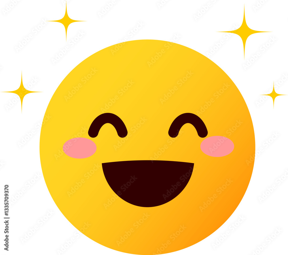 Fototapeta premium 絵文字、顔文字 表情の顔のイラスト 笑う