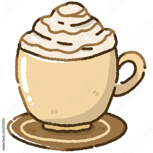 A cup of coffee with whipped cream illustration