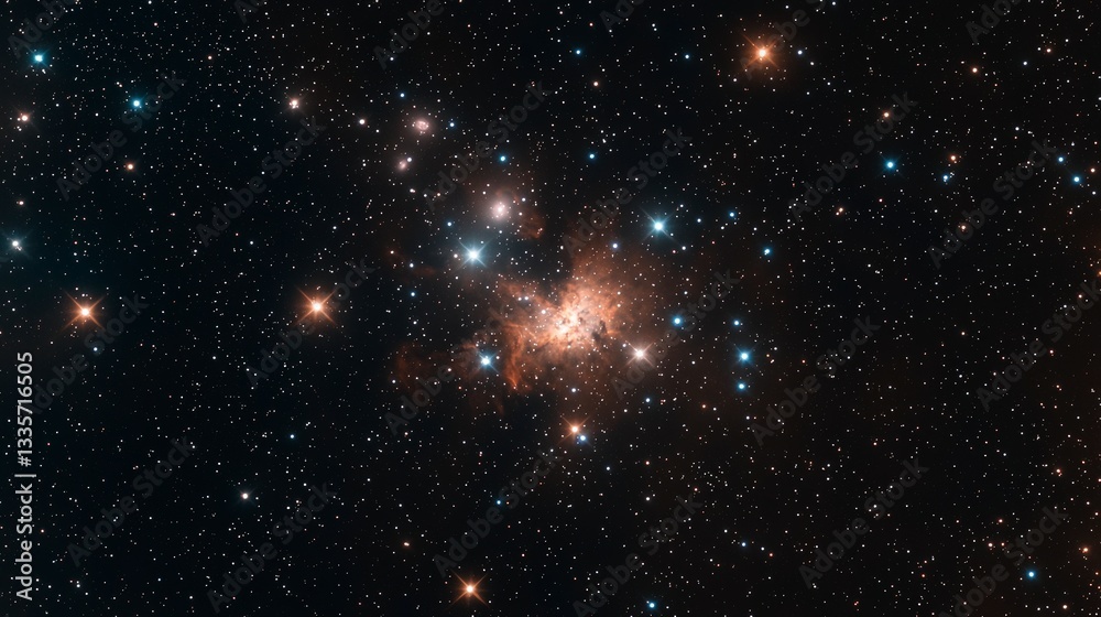 Naklejka premium Celestial Nebula Star Cluster Cosmic Dust Galaxy Night Sky Astronomy