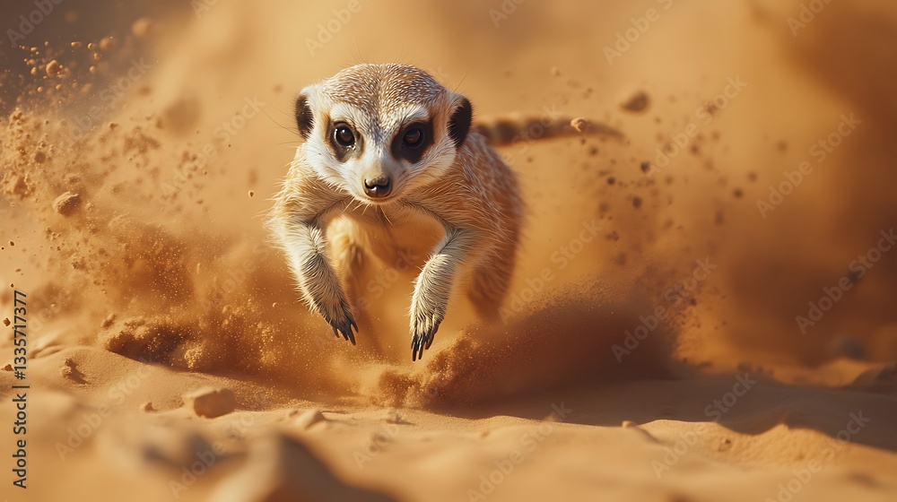 custom made wallpaper toronto digitalMeerkat Running Through Desert Dust: A Stunning Wildlife Photo