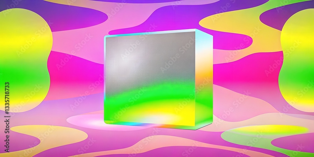 Fototapeta premium A gradient-colored glass panel design floating in a minimalistic space