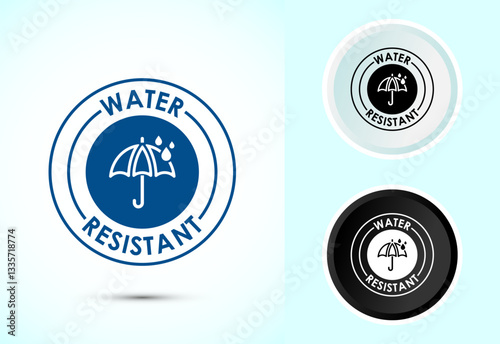 Water resistant icon design illustration, Waterproof sign, liquid proof protection. Color black and white