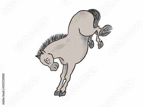 
Horse jumping kicking young activity animal wild illustration
